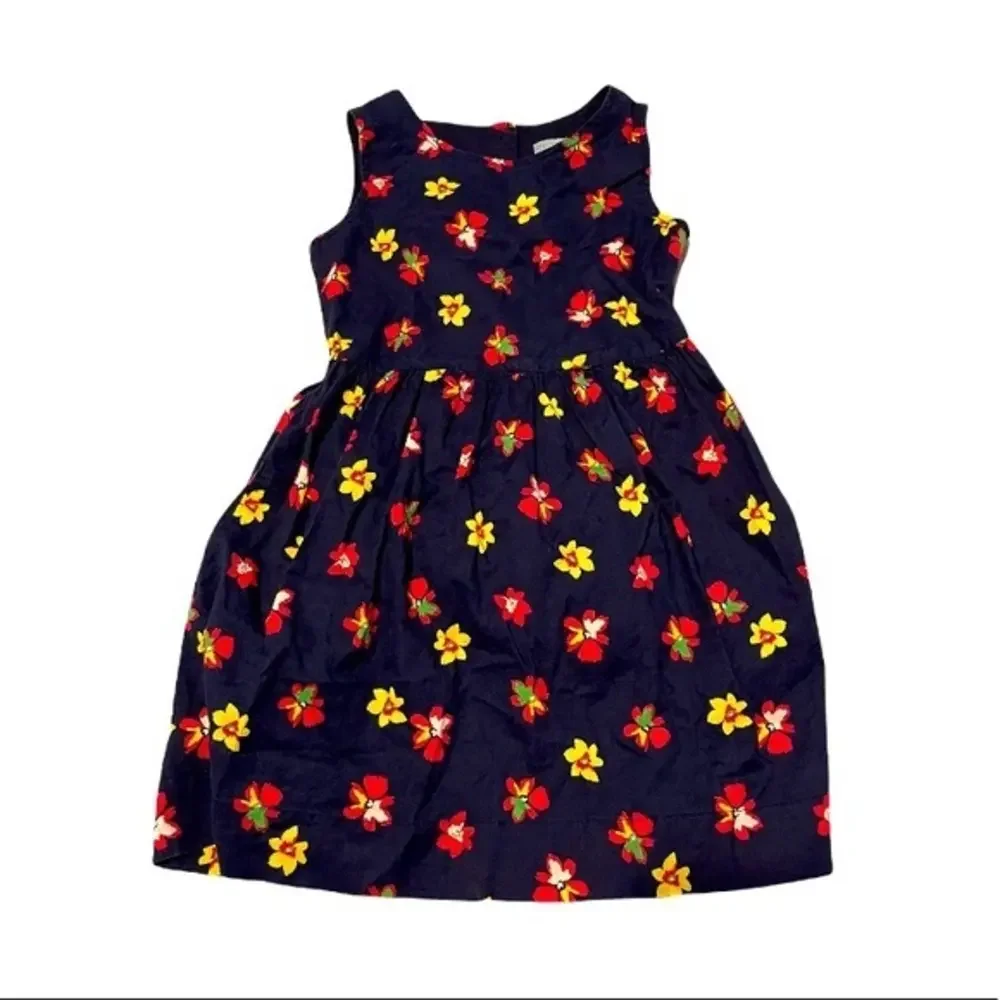 Baby Gap 3yr‎ 100% cotton navy & bright floral sleeveless back button dress